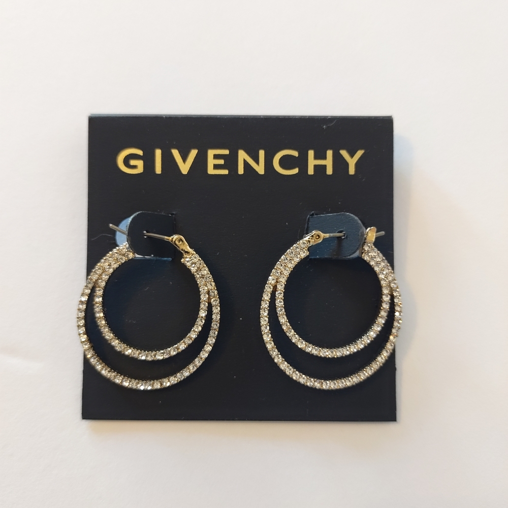 Givenchy Gold and Silver Double Hoop Earrings